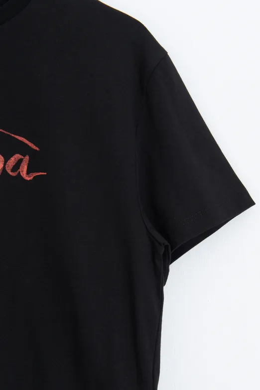 Bayan Siyah Basic Baskılı Tshirt - BSL