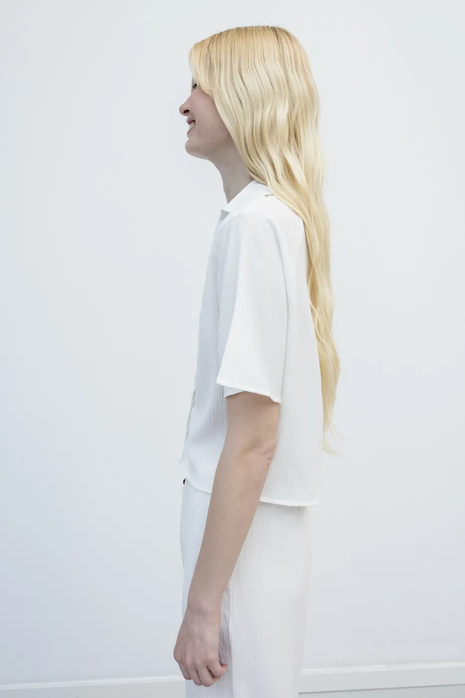 Bayan Beyaz Kısa Kollu Gömlek