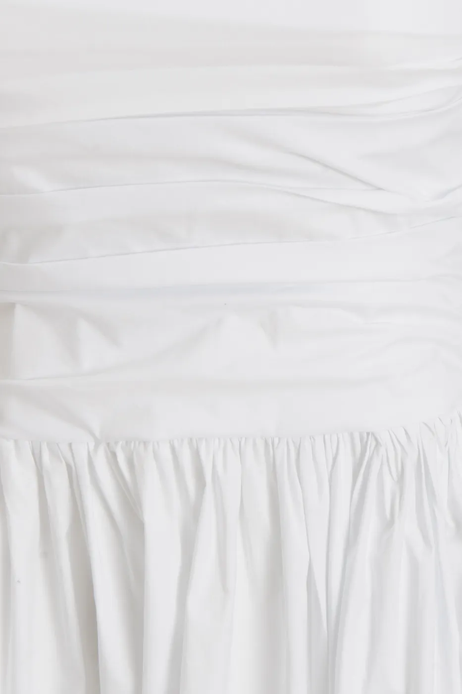 Bayan Beyaz Straplez Büzgülü Midi Elbise