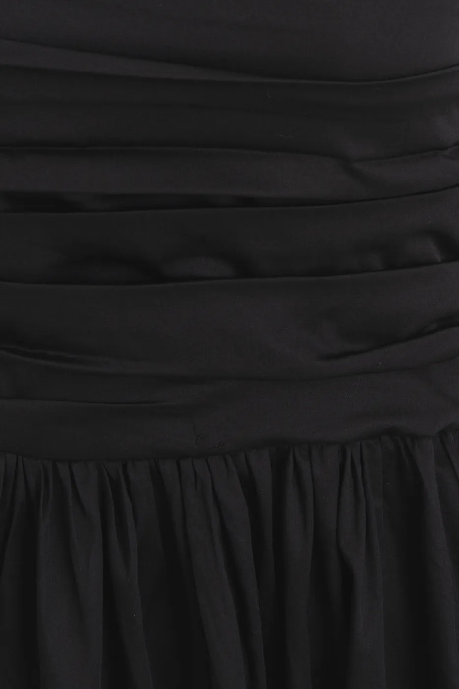 Bayan Siyah Straplez Büzgülü Midi Elbise