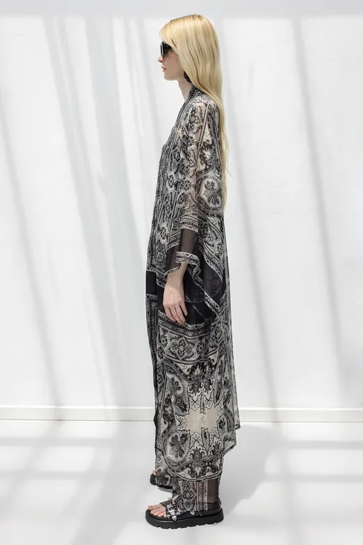 Bayan Siyah Oversize Şifon Kimono - BSL