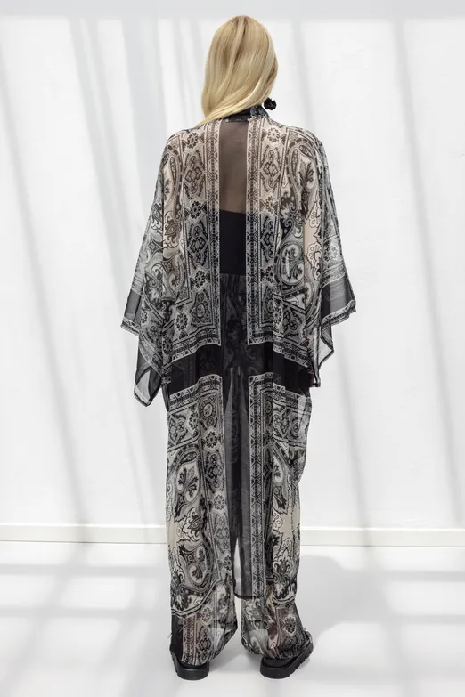 Bayan Siyah Oversize Şifon Kimono - BSL