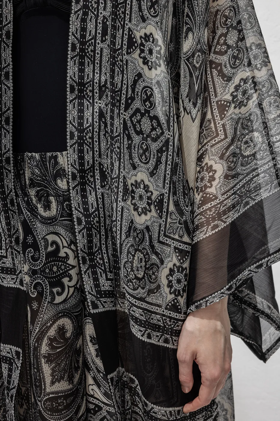 Bayan Siyah Oversize Şifon Kimono