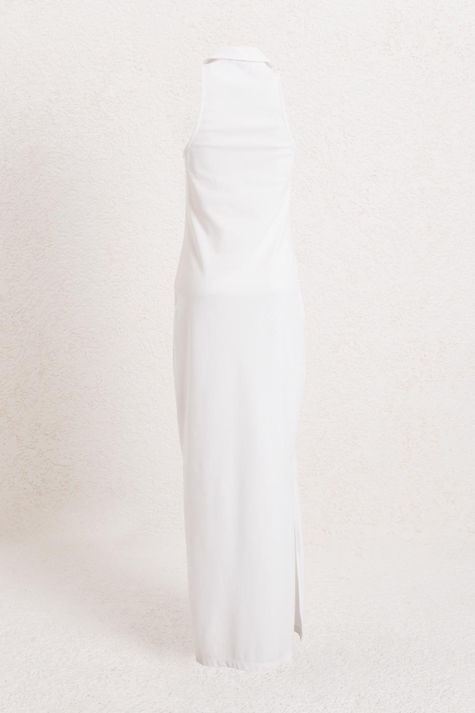 Polo Yakalı Maksi Pike Elbise · 2
