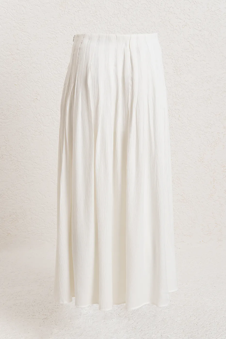 Bayan Beyaz Pileli Midi Etek