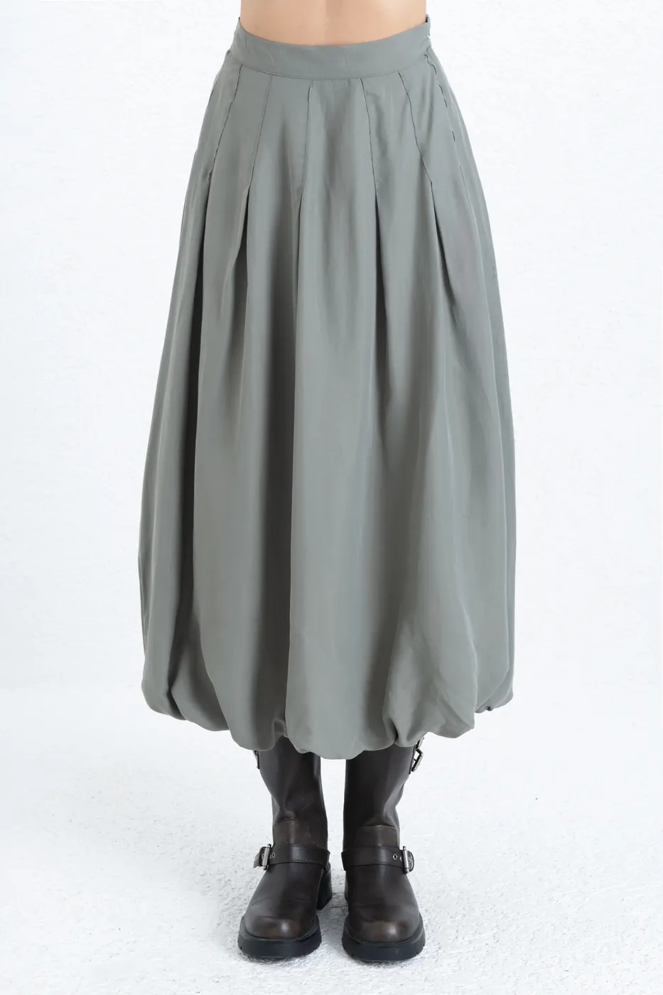 Bayan Haki Pileli Balon Midi Etek