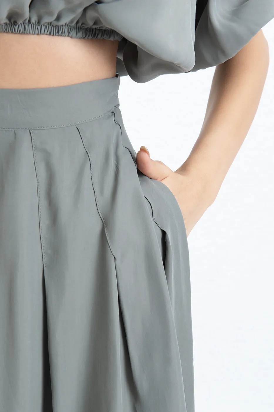 Bayan Haki Pileli Balon Midi Etek