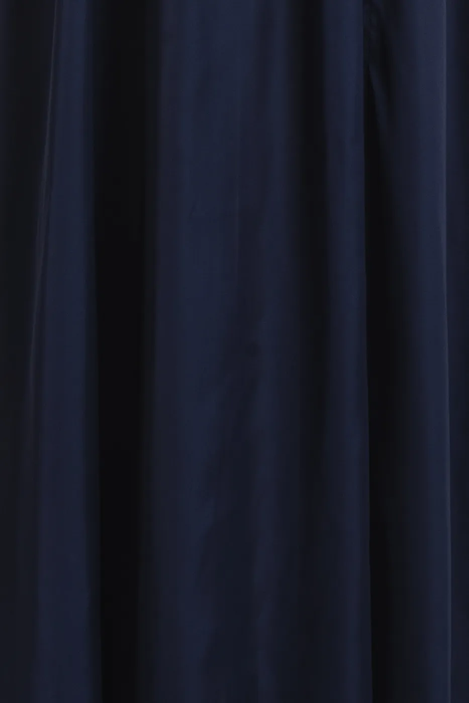 Bayan Lacivert Dik Yaka Kolsuz Saten Maksi Elbise