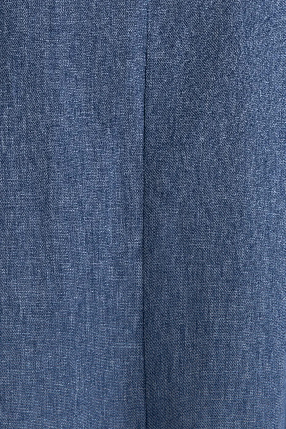 Bayan Mavi Oversize  Keten Karışım Midi Elbise