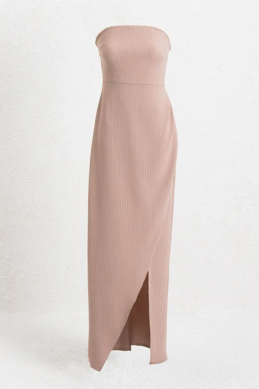 Bayan Pudra Straplez Maksi Elbise - BSL