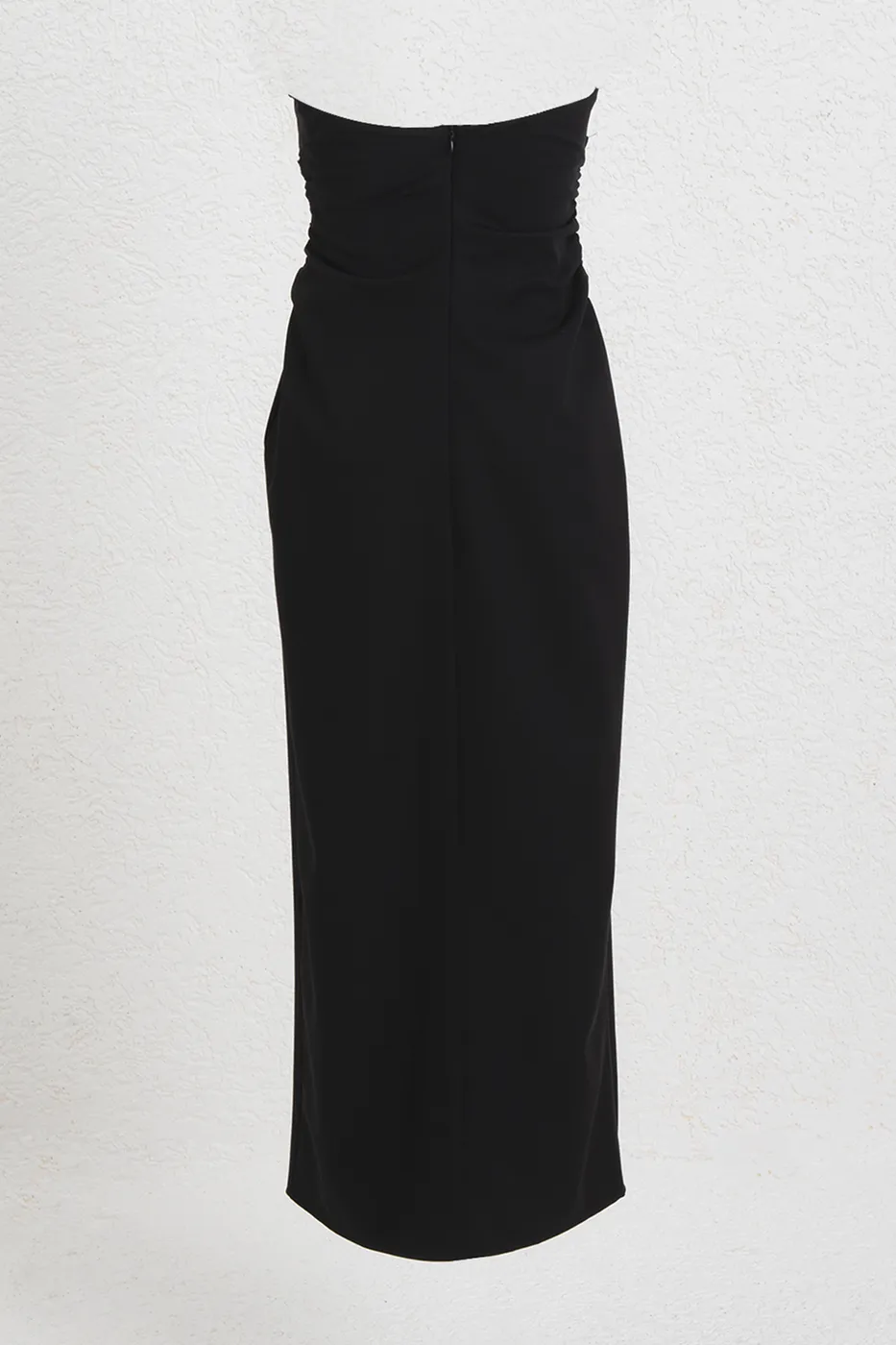 Bayan Siyah Straplez Midi Elbise