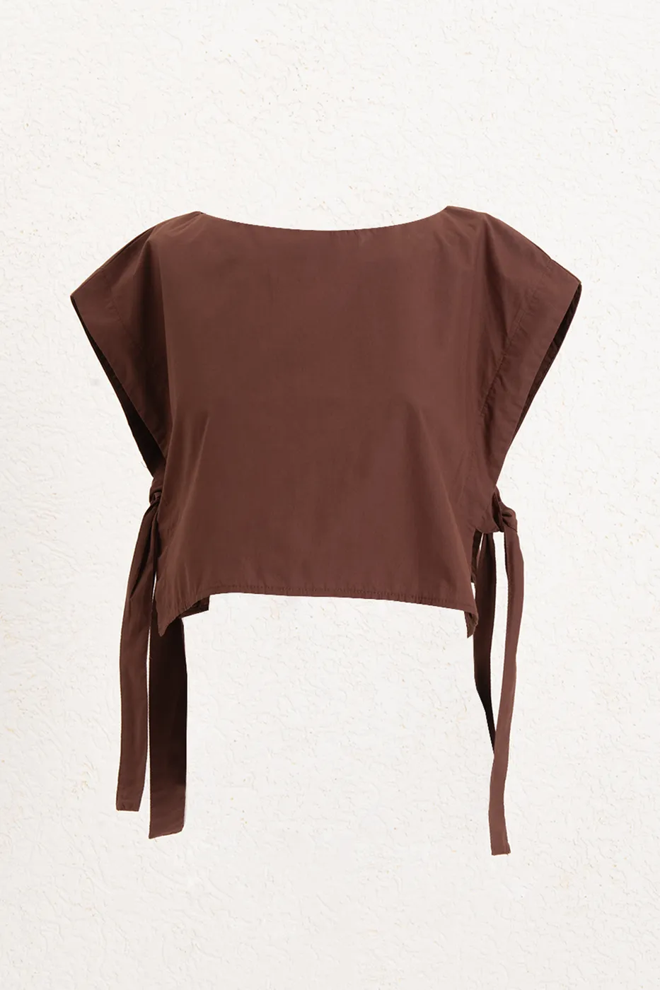 Bayan Kahverengi %100 Tencel Yan Bağlama Detaylı Bluz