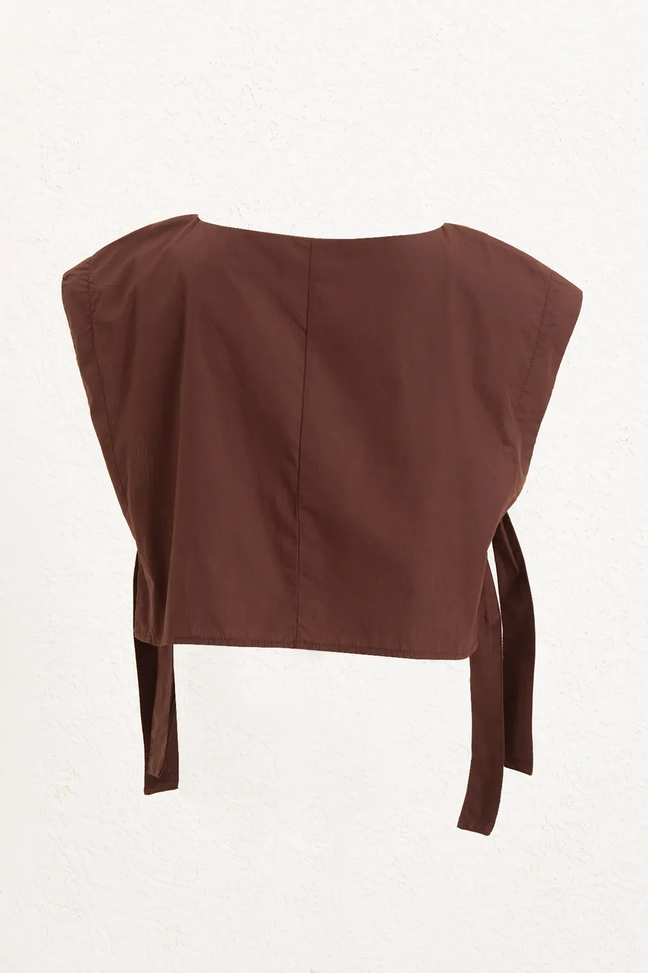 Bayan Kahverengi %100 Tencel Yan Bağlama Detaylı Bluz