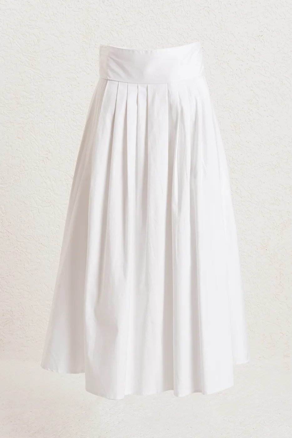 Bayan Beyaz %100 Tencel Pile Detaylı Midi Etek