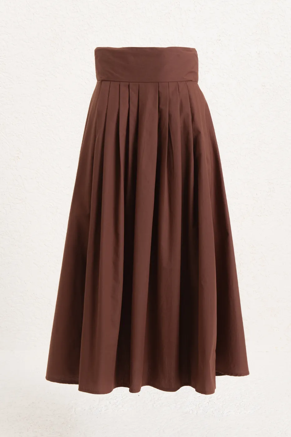 Bayan Kahverengi %100 Tencel Pile Detaylı Midi Etek