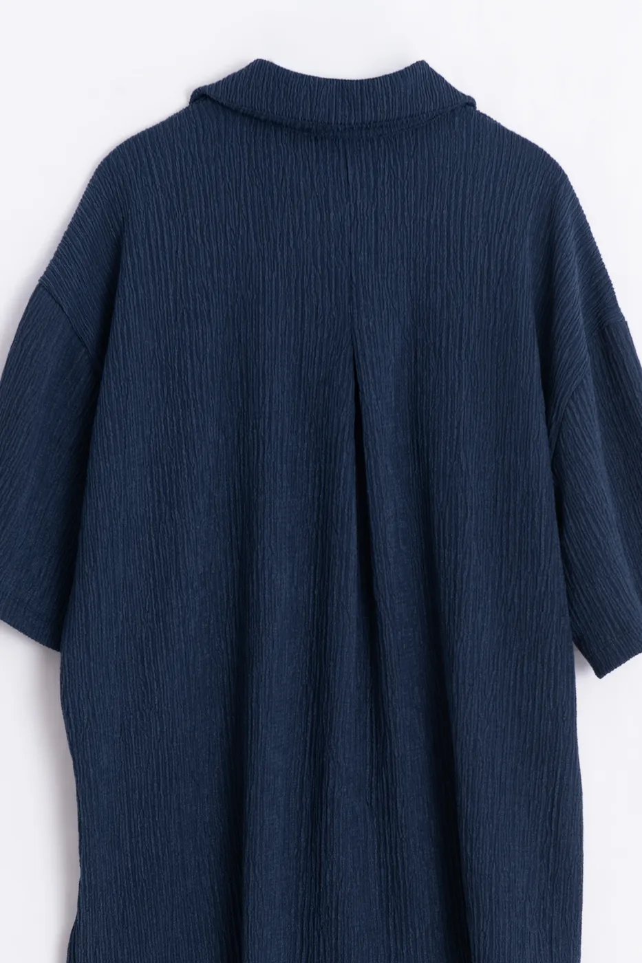 Bayan Lacivert Oversize Kraşlı Gömlek