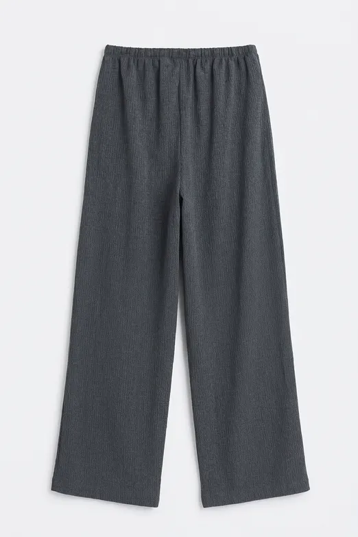 Bayan Antrasit Oversize Kraşlı Pantolon - BSL