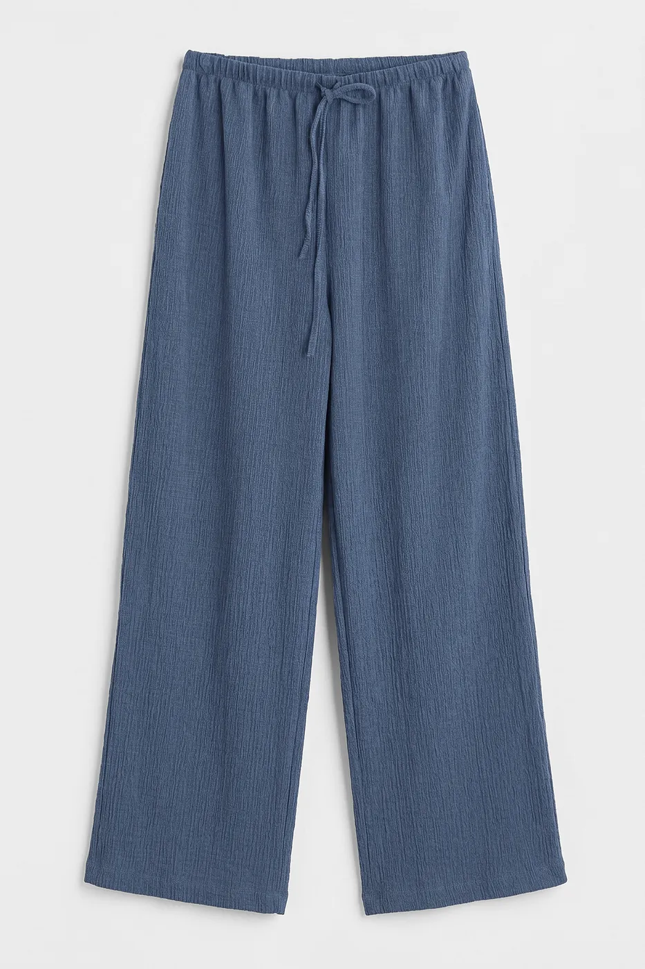 Bayan İndigo Oversize Kraşlı Pantolon