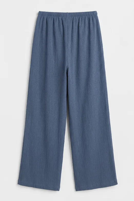 Bayan İndigo Oversize Kraşlı Pantolon - BSL