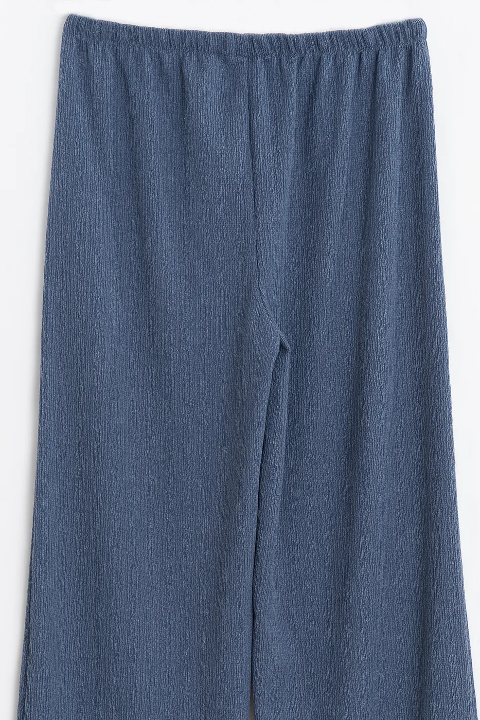 Bayan İndigo Oversize Kraşlı Pantolon