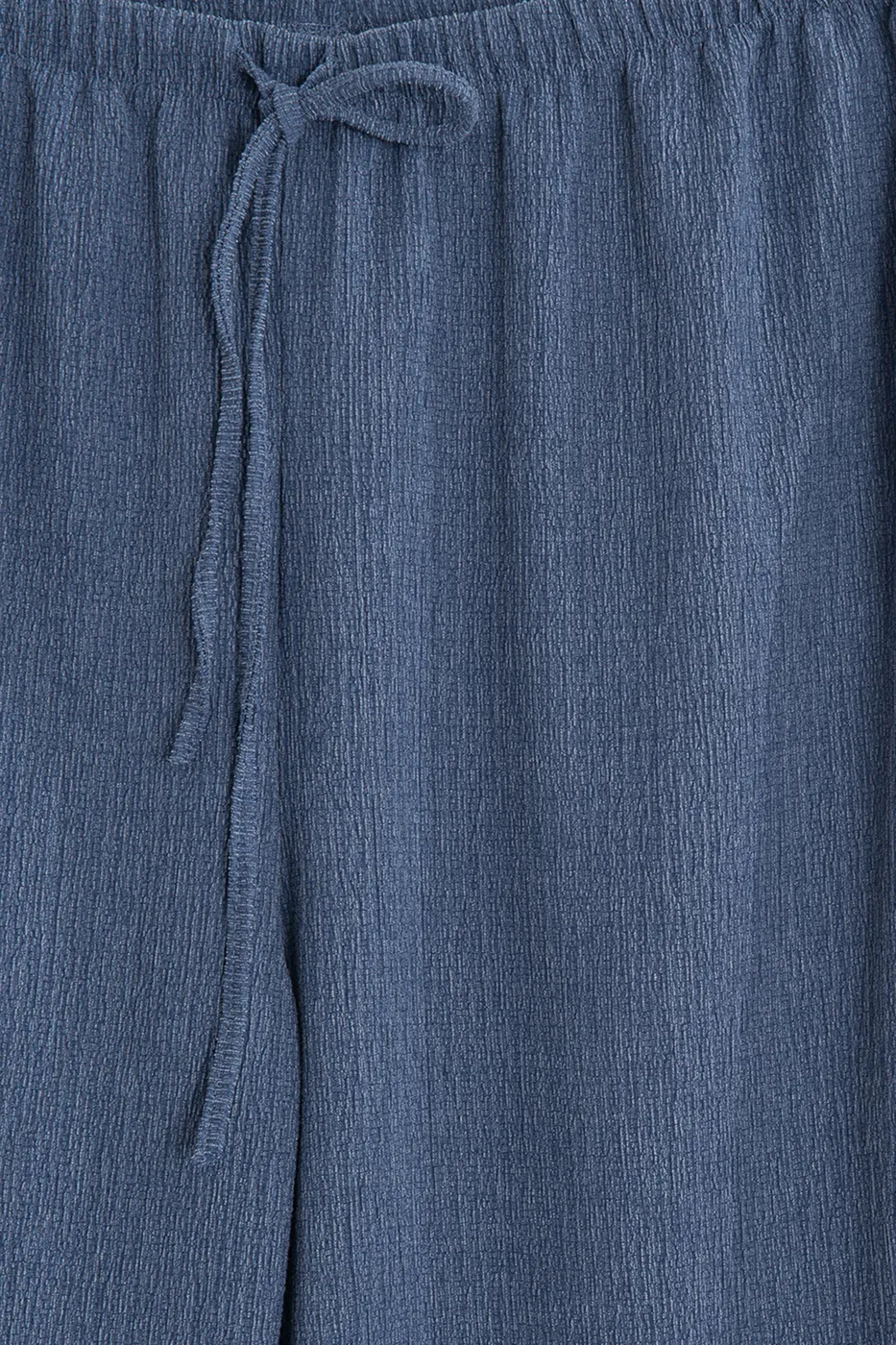 Bayan İndigo Oversize Kraşlı Pantolon