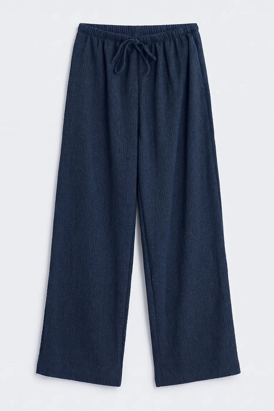 Bayan Lacivert Oversize Kraşlı Pantolon
