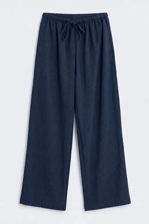 Bayan Lacivert Oversize Kraşlı Pantolon - BSL