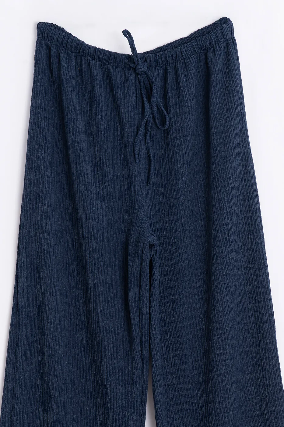 Bayan Lacivert Oversize Kraşlı Pantolon