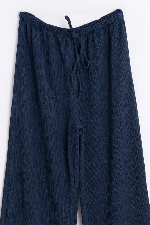 Bayan Lacivert Oversize Kraşlı Pantolon - BSL