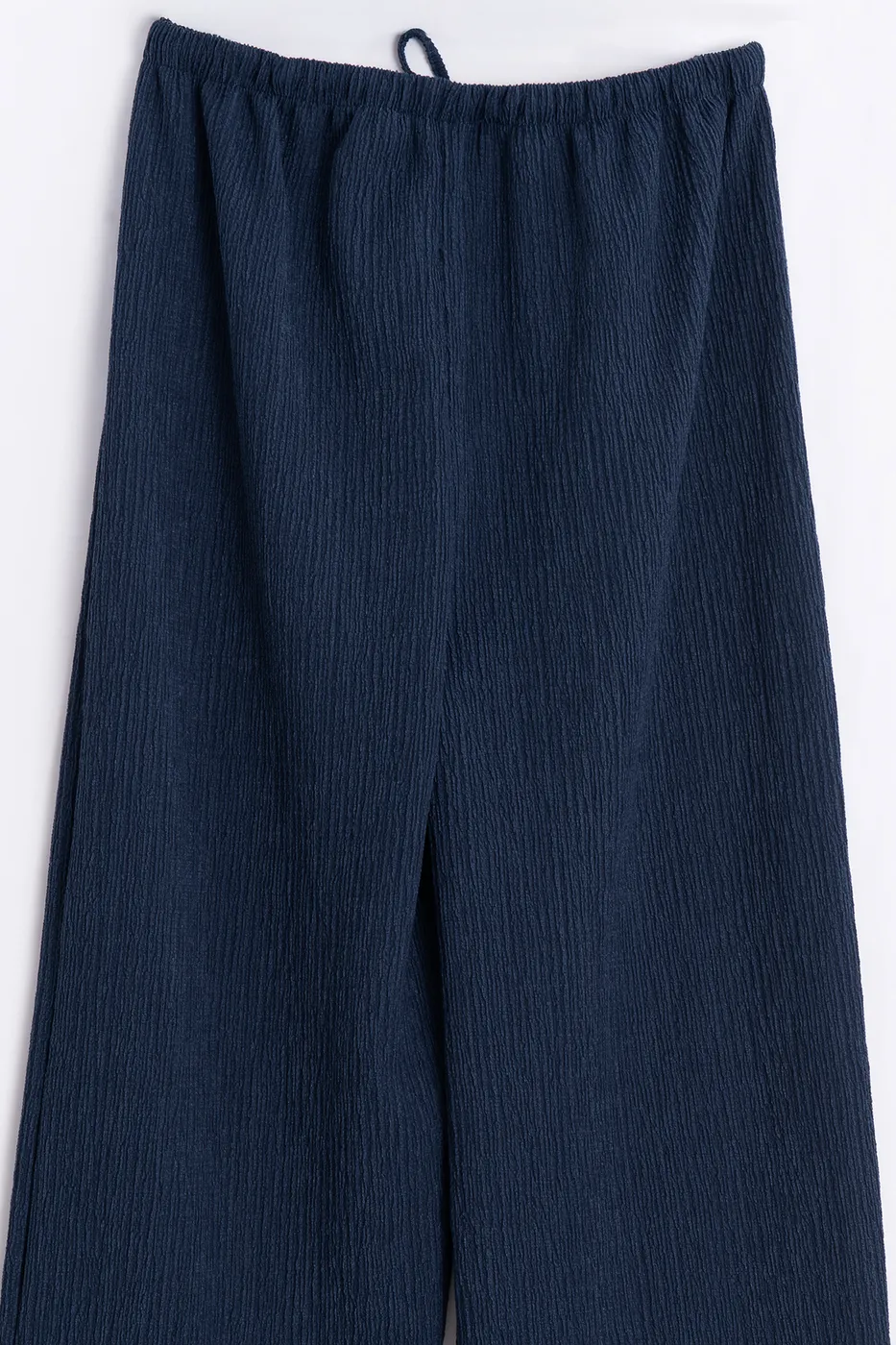 Bayan Lacivert Oversize Kraşlı Pantolon