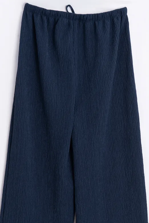 Bayan Lacivert Oversize Kraşlı Pantolon - BSL