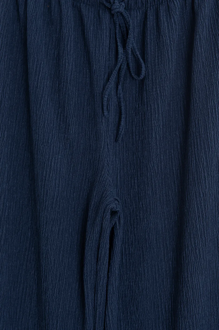 Bayan Lacivert Oversize Kraşlı Pantolon