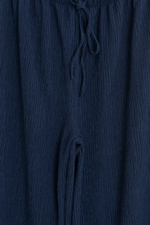 Bayan Lacivert Oversize Kraşlı Pantolon - BSL