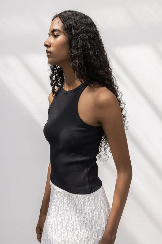 Bayan Siyah Halter Yaka Top - BSL