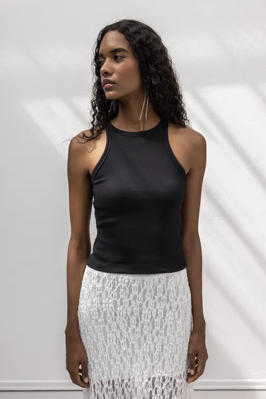 Bayan Siyah Halter Yaka Top - BSL