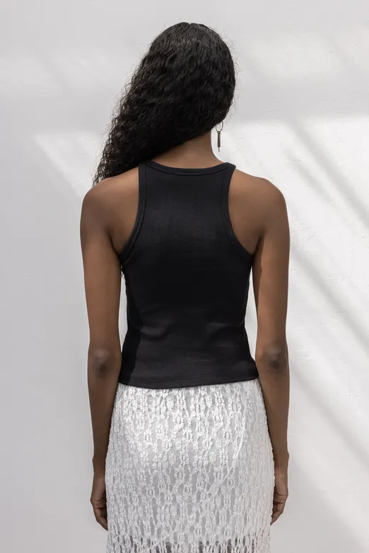 Bayan Siyah Halter Yaka Top - BSL