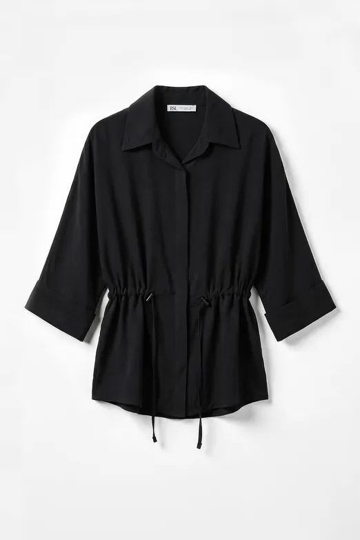 Bayan Siyah Modal Oversize Gömlek - BSL