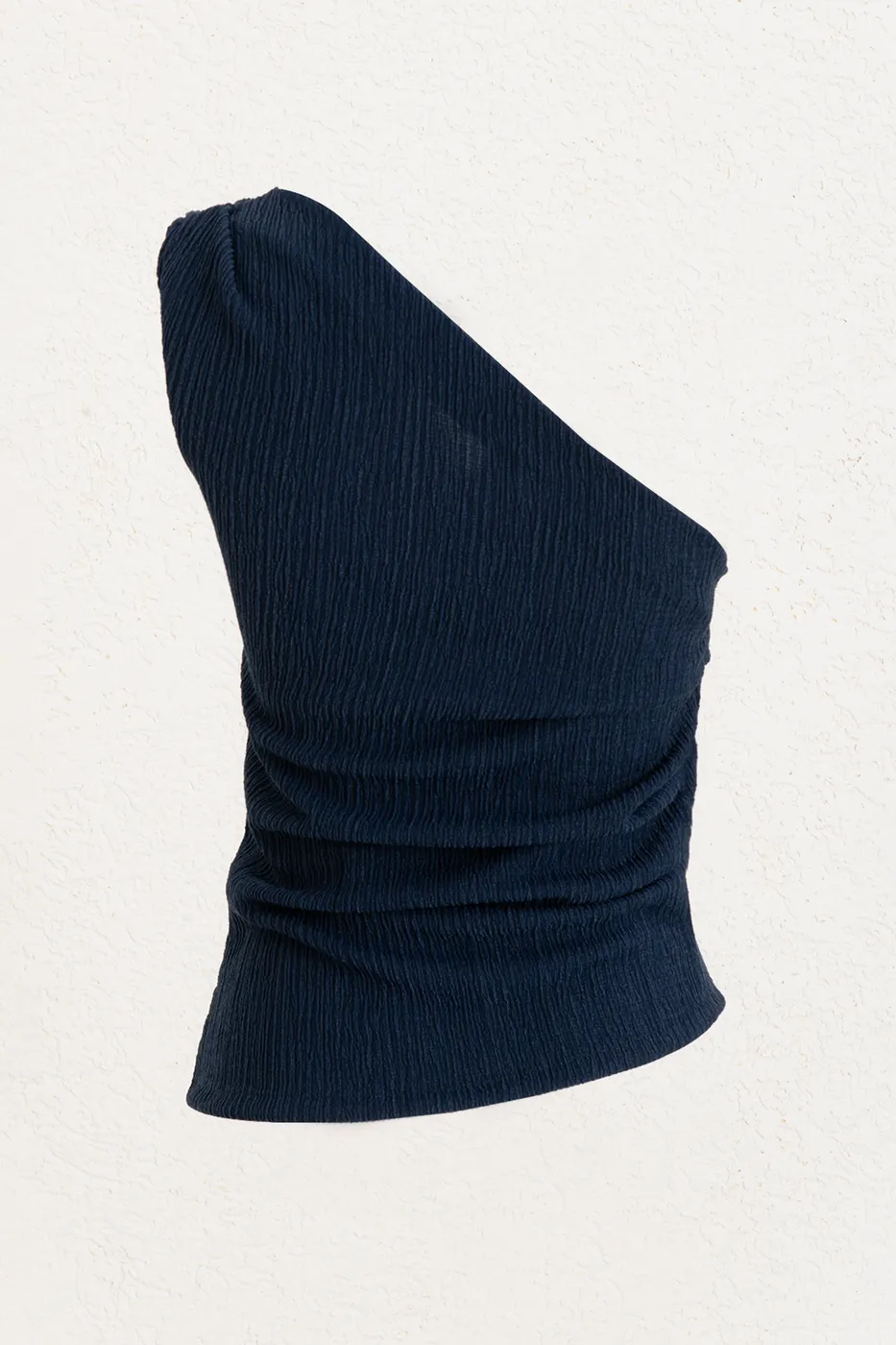 Bayan Lacivert Dokulu Tek Omuz Top