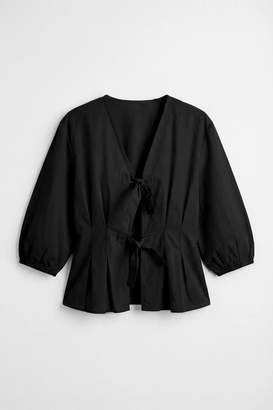 Bayan Siyah Bağlama Detaylı Poplin Bluz