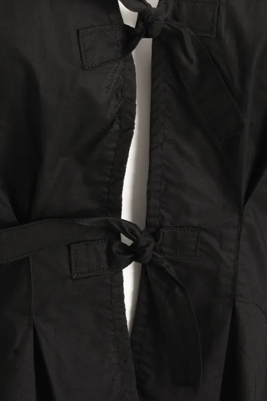 Bayan Siyah Bağlama Detaylı Poplin Bluz - BSL