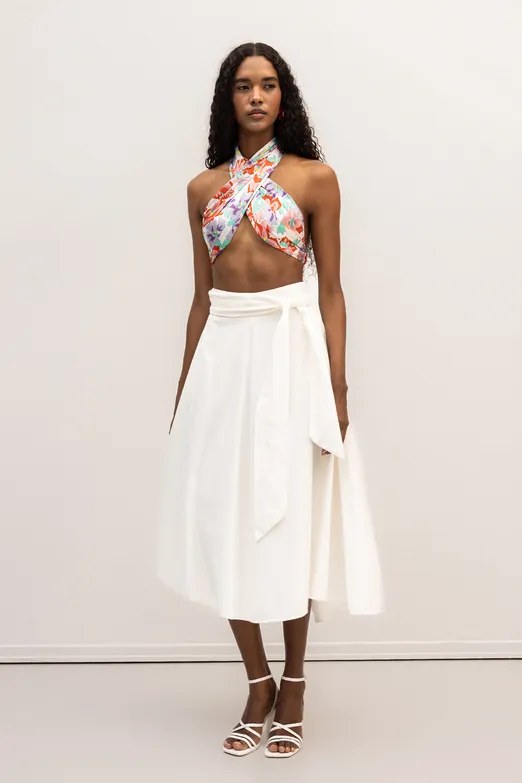 Bayan Ekru Kloş Midi Etek - BSL