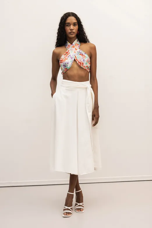 Bayan Ekru Kloş Midi Etek - BSL