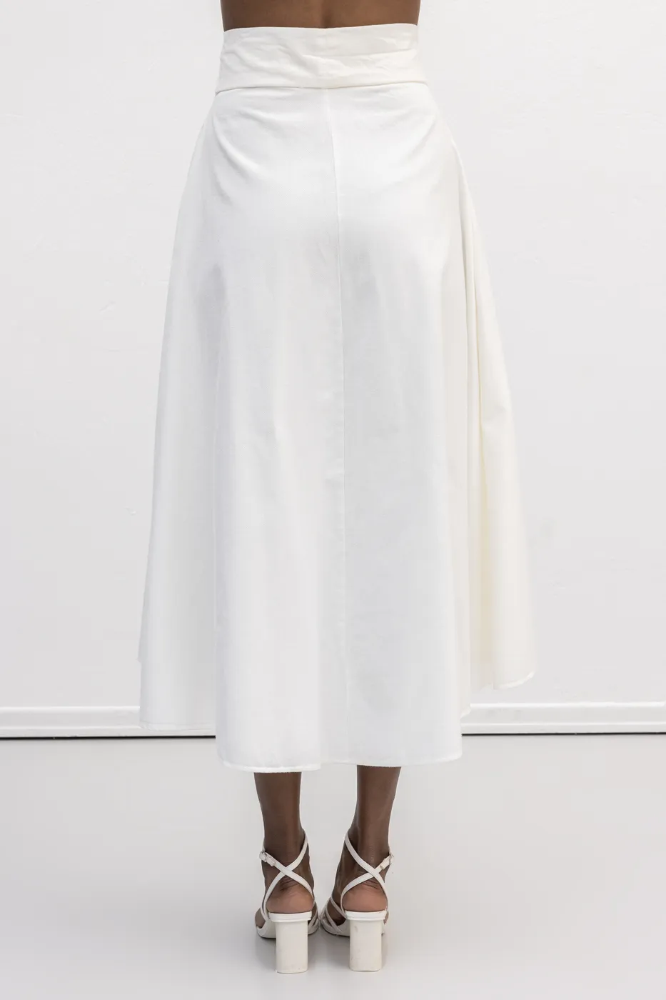 Bayan Ekru Kloş Midi Etek