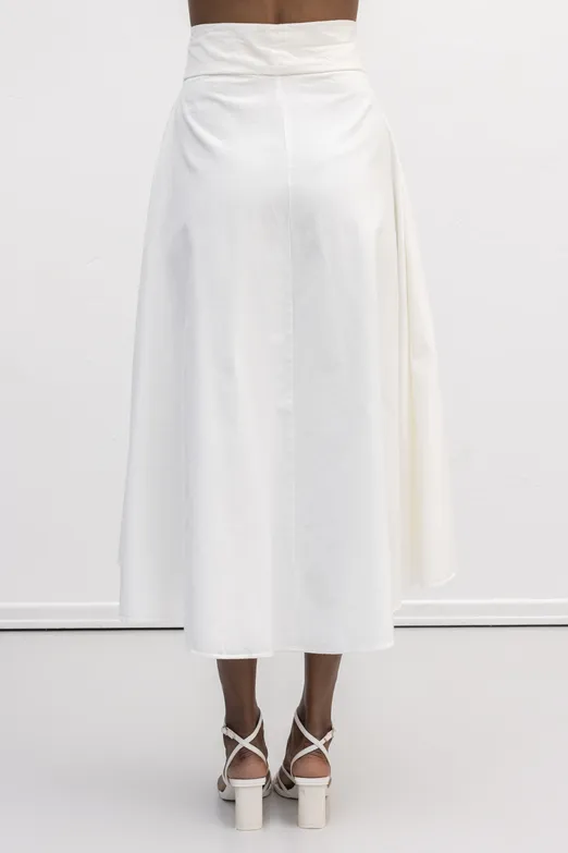 Bayan Ekru Kloş Midi Etek - BSL