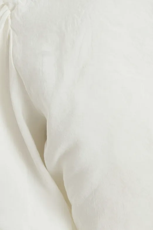 Bayan Beyaz Modal  Bağlama Detaylı Crop Bluz - BSL