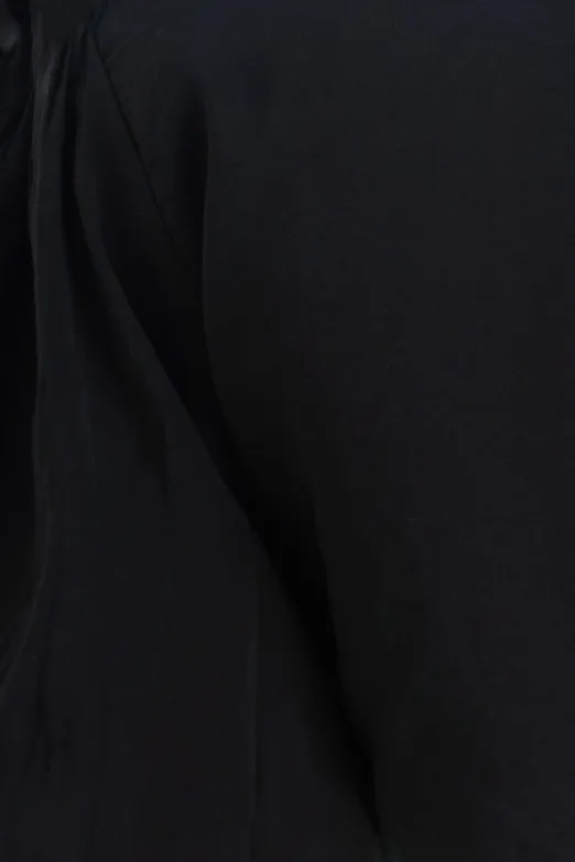 Bayan Siyah Modal  Bağlama Detaylı Crop Bluz - BSL