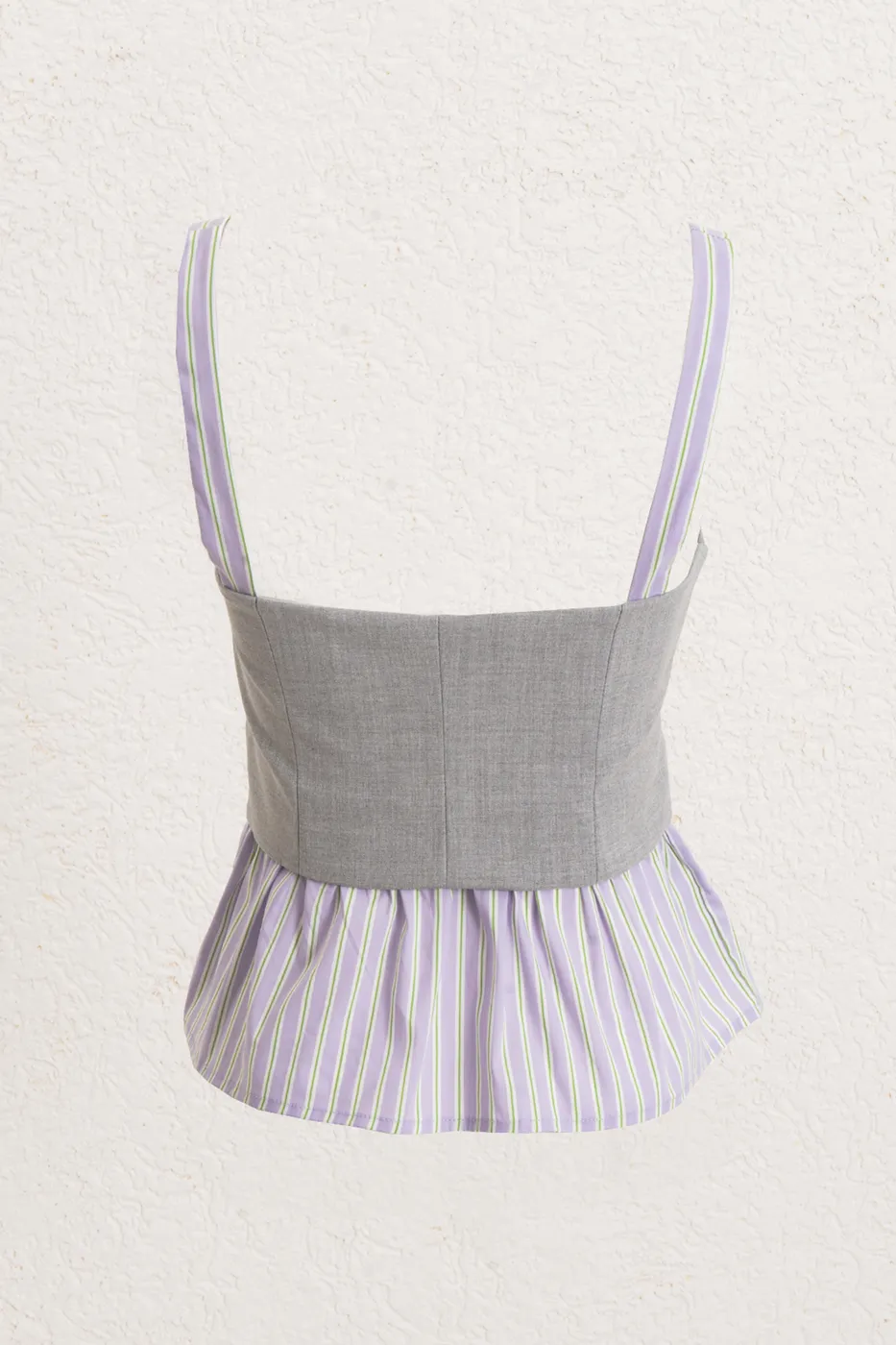 Bayan Lila Çizgili Karma Poplin Bluz