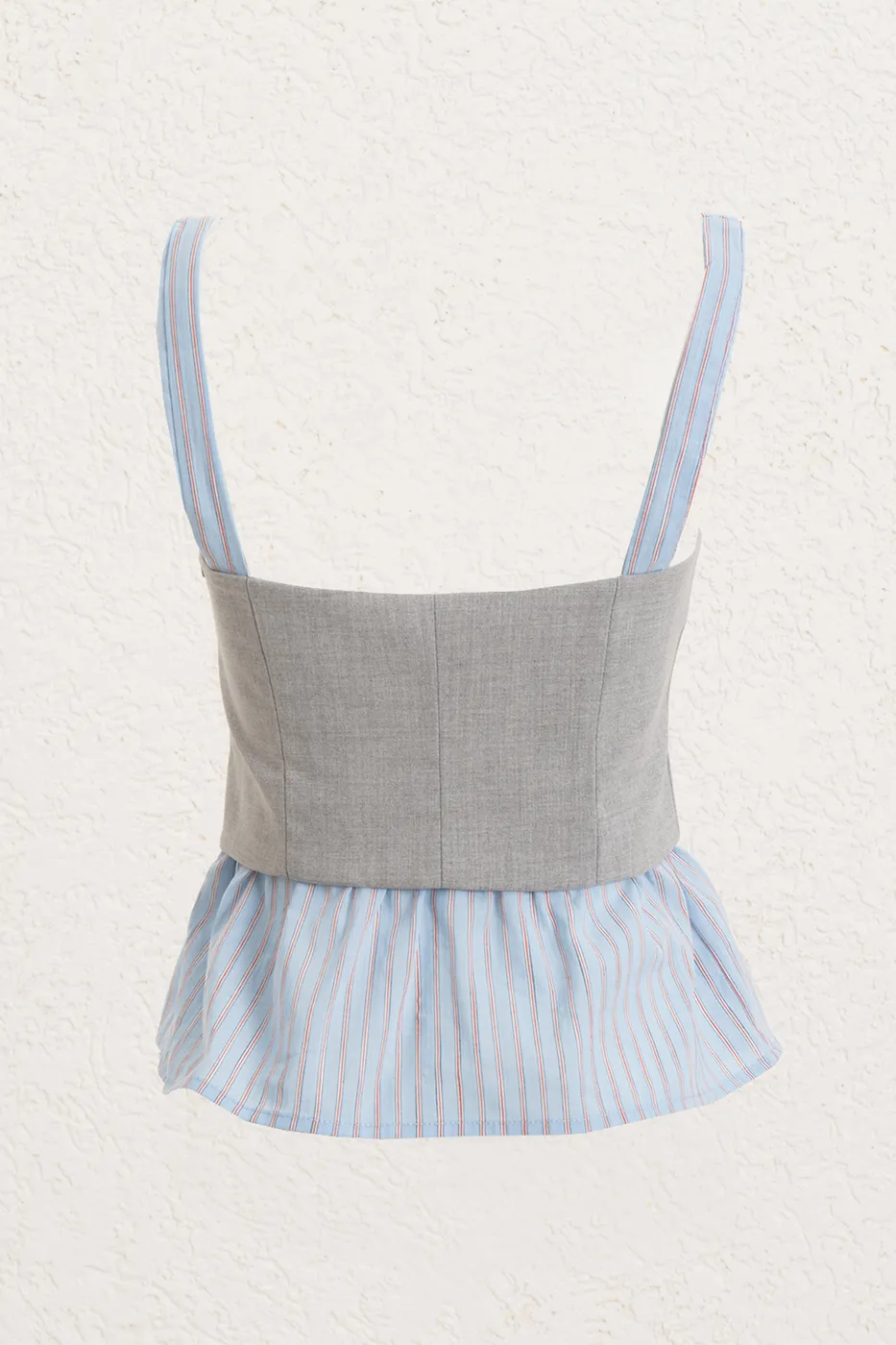 Bayan Mavi Çizgili Karma Poplin Bluz