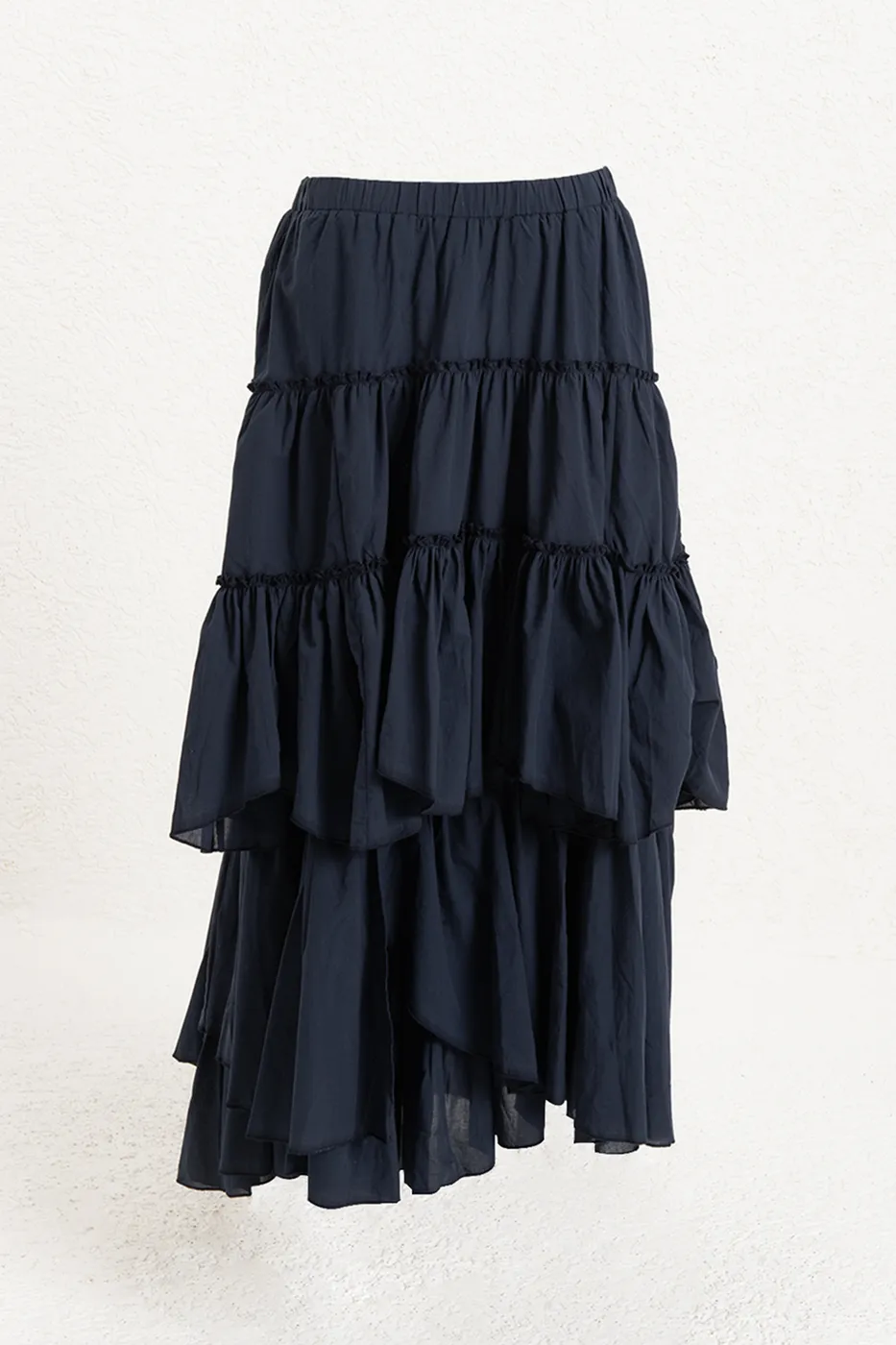 Bayan Lacivert Katlı Maksi Etek