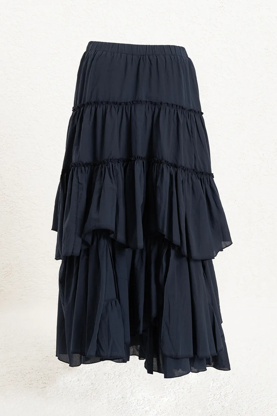 Bayan Lacivert Katlı Maksi Etek